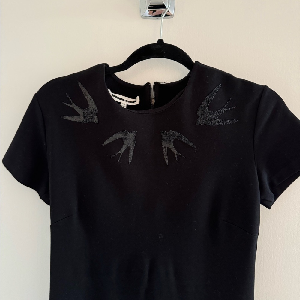 McQ Designer Black Midi Dress